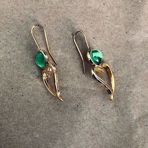Handmade Emerald Heart Earrings